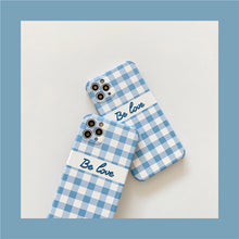 Load image into Gallery viewer, Blue Plaid - Be Love Embroidered iPhone Case - Love, Hayat