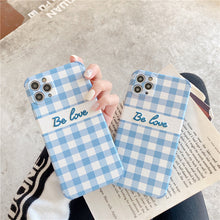 Load image into Gallery viewer, Blue Plaid - Be Love Embroidered iPhone Case - Love, Hayat