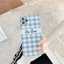 Load image into Gallery viewer, Blue Plaid - Be Love Embroidered iPhone Case - Love, Hayat