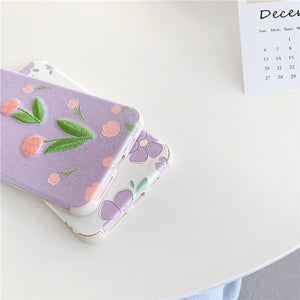 Purple/Pink Embroidered Flowers iPhone Case - Love, Hayat
