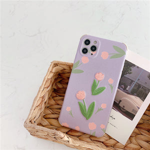 Purple/Pink Embroidered Flowers iPhone Case - Love, Hayat