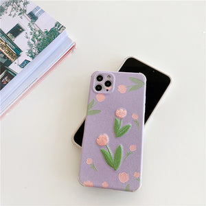 Purple/Pink Embroidered Flowers iPhone Case - Love, Hayat
