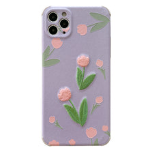 Load image into Gallery viewer, Purple/Pink Embroidered Flowers iPhone Case - Love, Hayat
