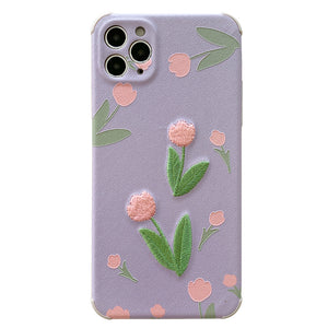Purple/Pink Embroidered Flowers iPhone Case - Love, Hayat