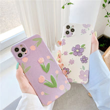 Load image into Gallery viewer, Purple/Pink Embroidered Flowers iPhone Case - Love, Hayat
