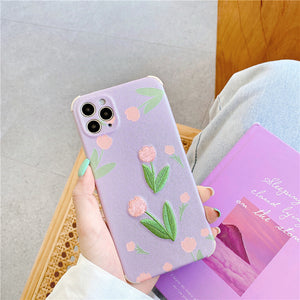 Purple/Pink Embroidered Flowers iPhone Case - Love, Hayat