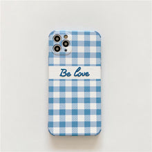 Load image into Gallery viewer, Blue Plaid - Be Love Embroidered iPhone Case - Love, Hayat
