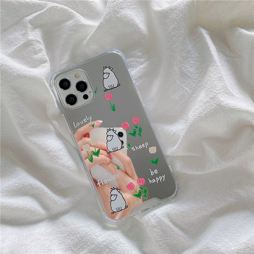 Flowers & Sheep Mirror iPhone Case - Love, Hayat