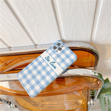 Load image into Gallery viewer, Blue Plaid - Be Love Embroidered iPhone Case - Love, Hayat
