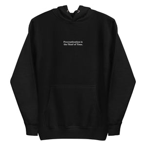'Procrastination' Embroidered Minimalist Premium Hoodie - Peaucafe