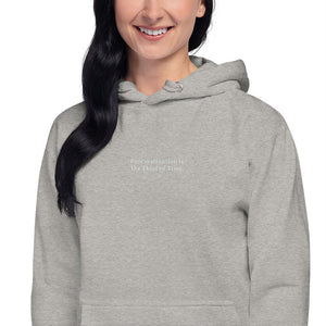'Procrastination' Embroidered Minimalist Premium Hoodie - Peaucafe