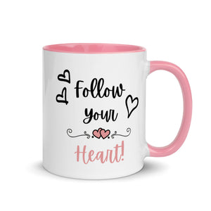 'Follow your Heart' Mug with Colour Inside - Love, Hayat