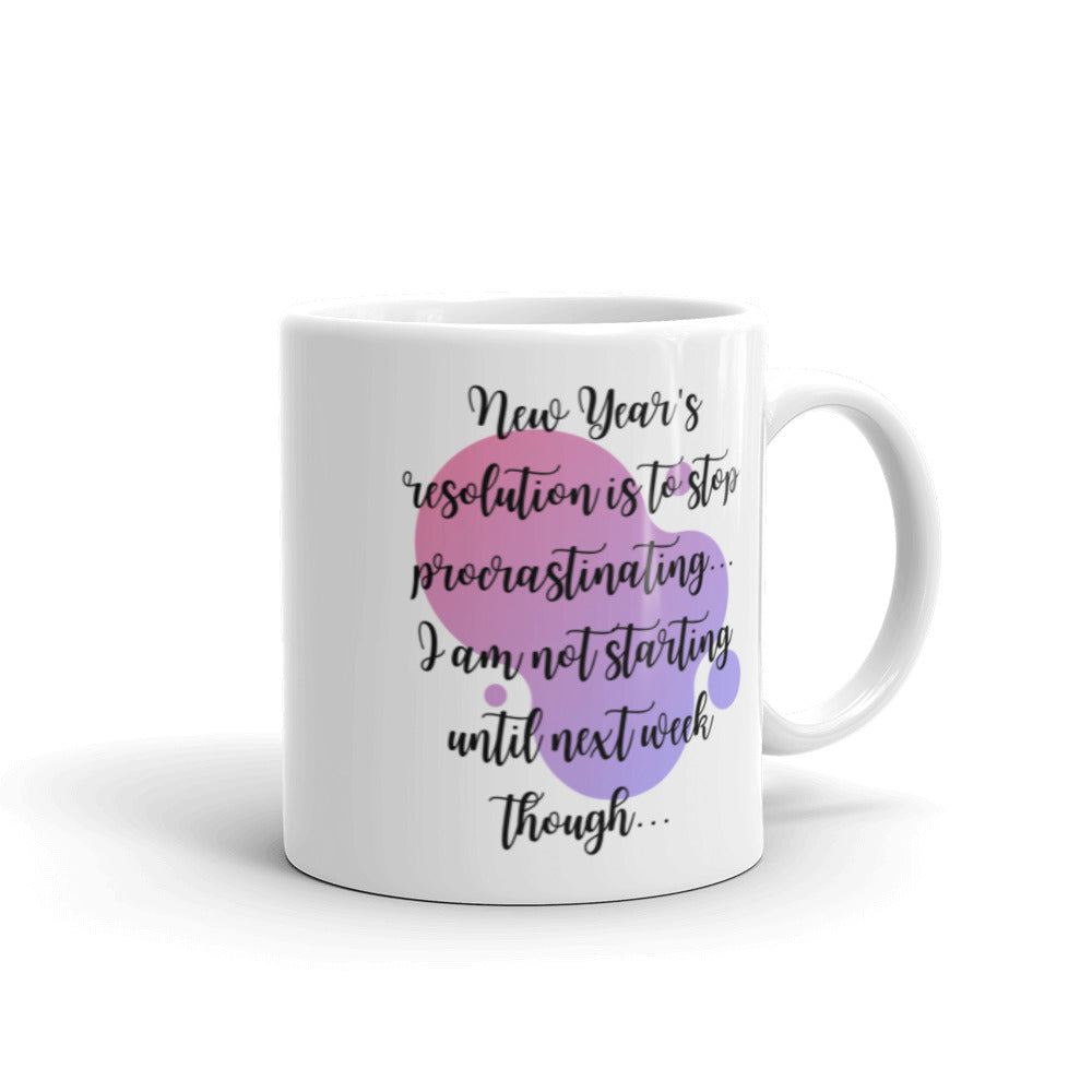 'Procrastination' White glossy mug - Peaucafe