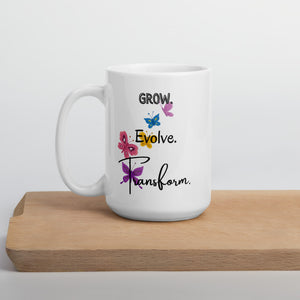 'Grow, Evolve, Transform' White Glossy Mug - Love, Hayat