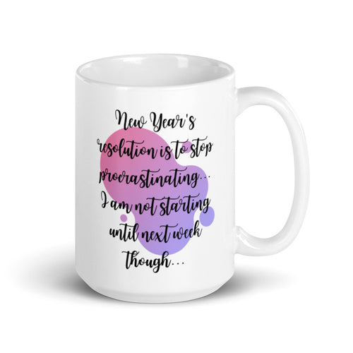'Procrastination' White glossy mug - Peaucafe
