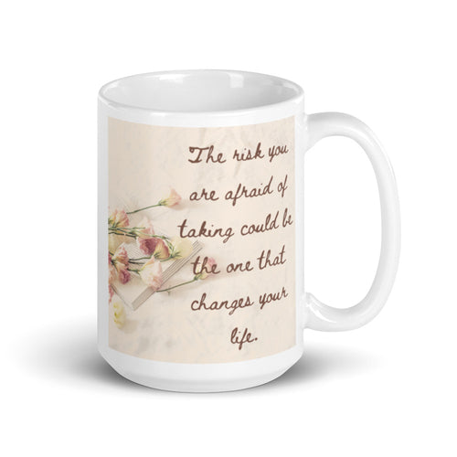 'Risk' White glossy mug - Peaucafe